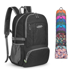 G4Free 40L packable backpack folded in pocket for compact storage