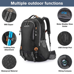 G4Free 50L hiking backpack hydration compartment for on-the-go drinks