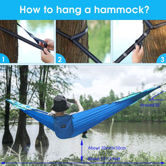 Measurement of G4Free hammock: 114 by 57 inches for two adults.