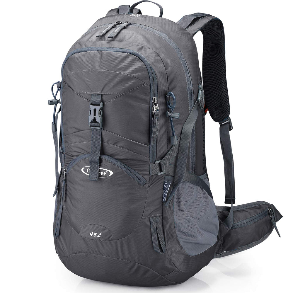 G4Free hiking backpack dark grey front view showing a spacious main compartment for gear