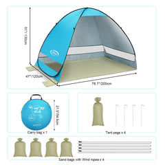 G4Free instant pop-up beach tent opens quickly for family outings