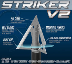 G5 Striker V2 shows 1.25-inch cut for a larger wound channel possibility.