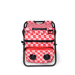 Gabba Goods Coca-Cola backpack stool with cooler for outdoor outings.