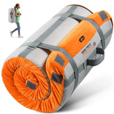 Gaialoop 3-inch memory foam camping mattress in a compact roll for easy transport.