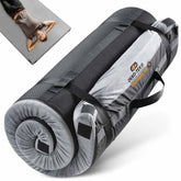 Gaialoop 3 inch memory foam camping mattress folded for compact storage.