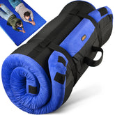 Gaialoop 3 Inch Memory Foam Camping Mattress rolled for easy transport and guest setup.