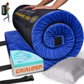 Gaialoop memory foam camping mattress folded for compact storage and portability