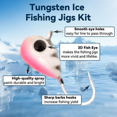 Gainfite tungsten ice jigs kit in 5mm size for deeper strike zones