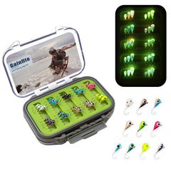 Gainfite tungsten ice jig kit close-up shows compact design for deep water bites.
