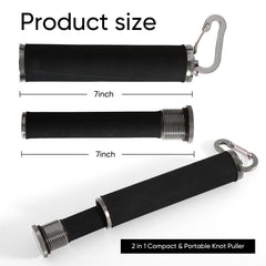 Unscrewed knot puller exposing inner piece