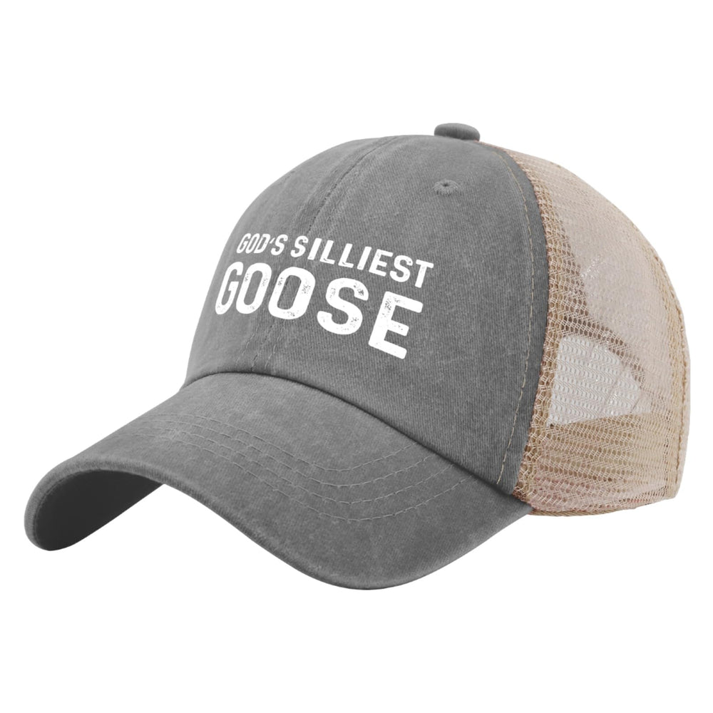 Galagro Gods Silliests Gooses Hat front view shows vintage denim vibe for everyday style