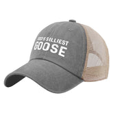 Galagro Gods Silliests Gooses Hat front view shows vintage denim vibe for everyday style