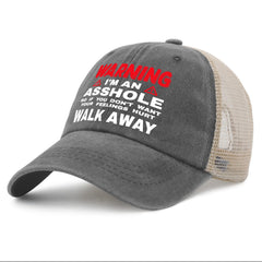 galagro I'm A Assholes Walk Away Hat side view highlighting adjustable strap for a perfect fit