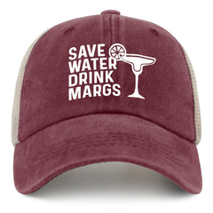 galagro Save Water Drink Margs hat front view, lightweight daily summer wear.
