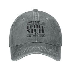 Galagro That's What I Do Build Stuff Hat gray front logo for everyday casual style.