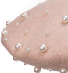 Galsawi handmade pearl-embellished beret showing refined craftsmanship