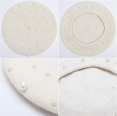 Galsawi pearl-beaded beret close-up showing craftsmanship and embellishment for stylish winter looks