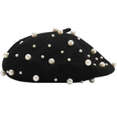 Galsawi women's pearl-detail beret close-up, highlighting chic warmth.