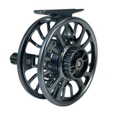 Galvan Torque Fly Reel 5 Gunmetal front view highlights rugged construction for reliable retrieves.