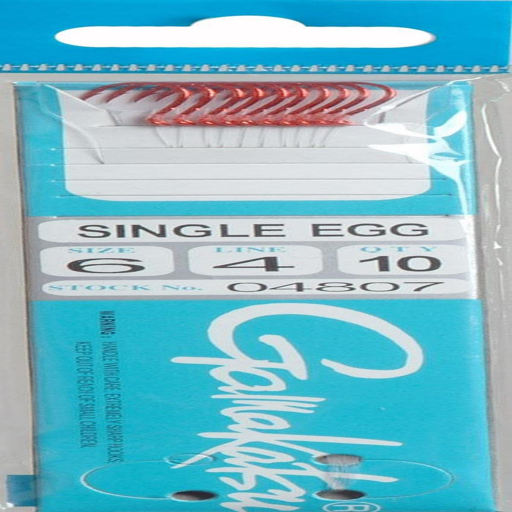 Gamakatsu 04807 single egg snelled hook in red for dependable fishing