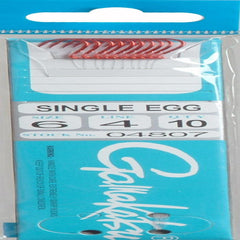 Gamakatsu 04807 single egg snelled hook in red for dependable fishing