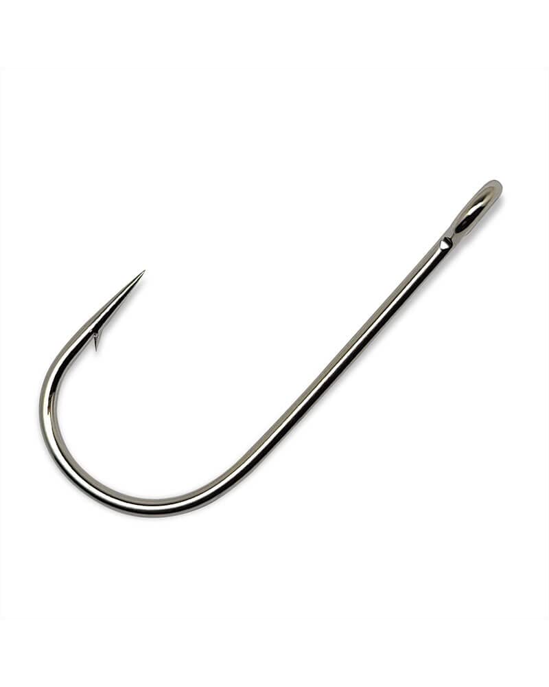Gamakatsu 10010 Siwash hook closeup with sharp point and nickel finish