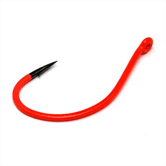 Gamakatsu 50608-OR hook closeup shows sharp point for improved penetration.