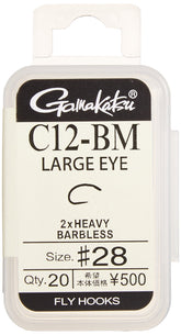 Gamakatsu C12-BM large-eye fly hook No. 28, close-up of the hook eye for smooth tippet passage