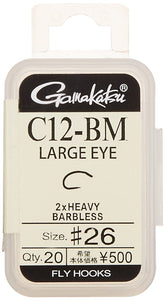 Gamakatsu C12-BM Large Eye Fly Hook No. 26 NS Black 67215 - front view