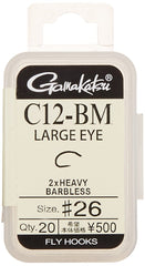 Gamakatsu C12-BM Large Eye Fly Hook No. 26 NS Black 67215 - front view