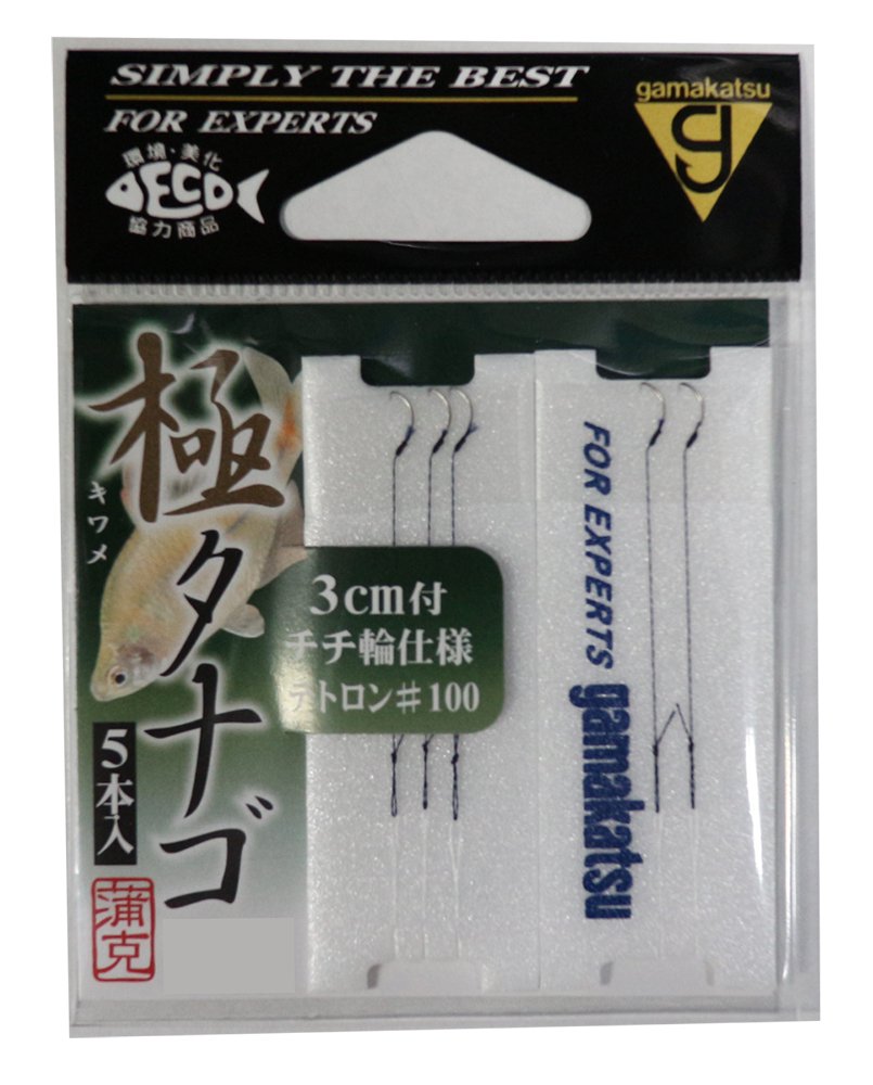 Gamakatsu KIWAME TANAGO hook with 3cm Tetoron leader, No. 100, 5 pieces