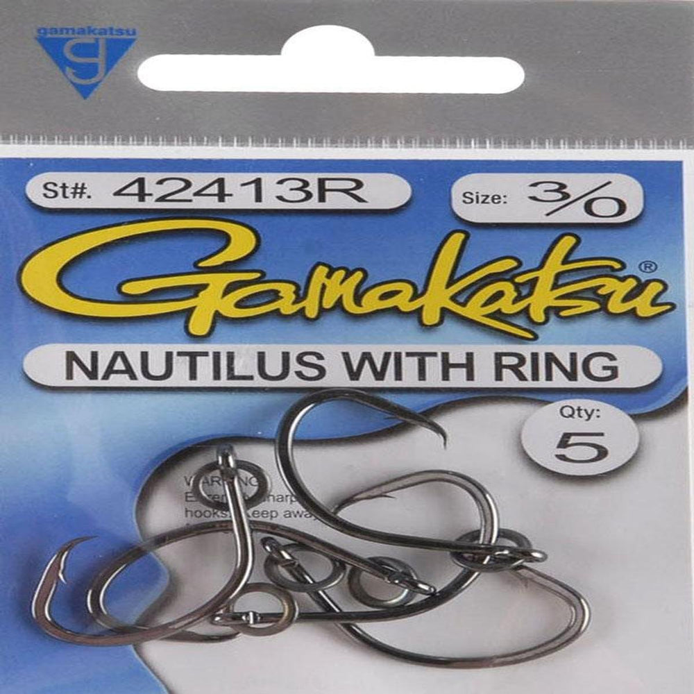 Gamakatsu Nautilus Circle Hook with Ring 3-0 white for secure hookset.