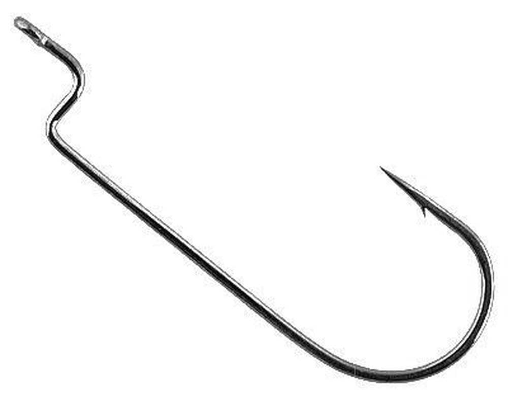 Gamakatsu offset shank round bend worm hook 4/0 red for stealthy freshwater rigs