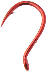 Gamakatsu single egg hook 14 red close-up highlighting sharp point for precise hooksets