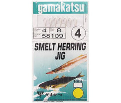 Gamakatsu Smelt/Herring Rig Size 4 in Nickel, ready for reliable bait presentation and strong hookups