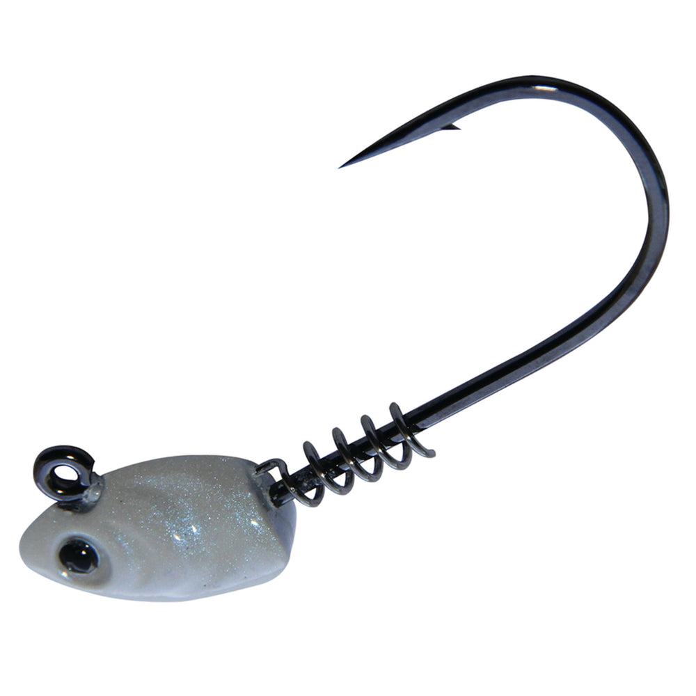 Gamakatsu Superline swim bait head 1/8 oz 4/0 in pearl white for natural action with braided line