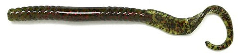 Gambler Ribbon Tail Worm Watermelon Red Glitterper 7-inch lure attracts bass with lifelike action.