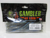 Gambler Shakey Shad 4in ghost body optimized for drop shotting with Bite attractant.