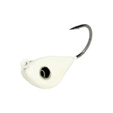 Game On Lures Rock Bottom Jig 1oz White Glow draws tautog with a glowing, lifelike flash