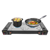 GAMIGIME two-burner stove front view for efficient outdoor cooking