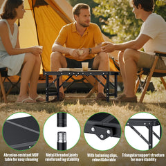 GARLLEN 2ft folding camping table height settings shows adjustable options