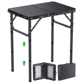 GARLLEN 2ft folding table front view shows compact portability for outdoor meals.