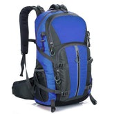 Garloben 40L hiking backpack front view showing rugged build and blue color