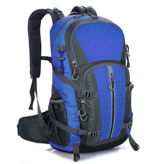 Garloben 40L hiking backpack front view showing rugged build and blue color