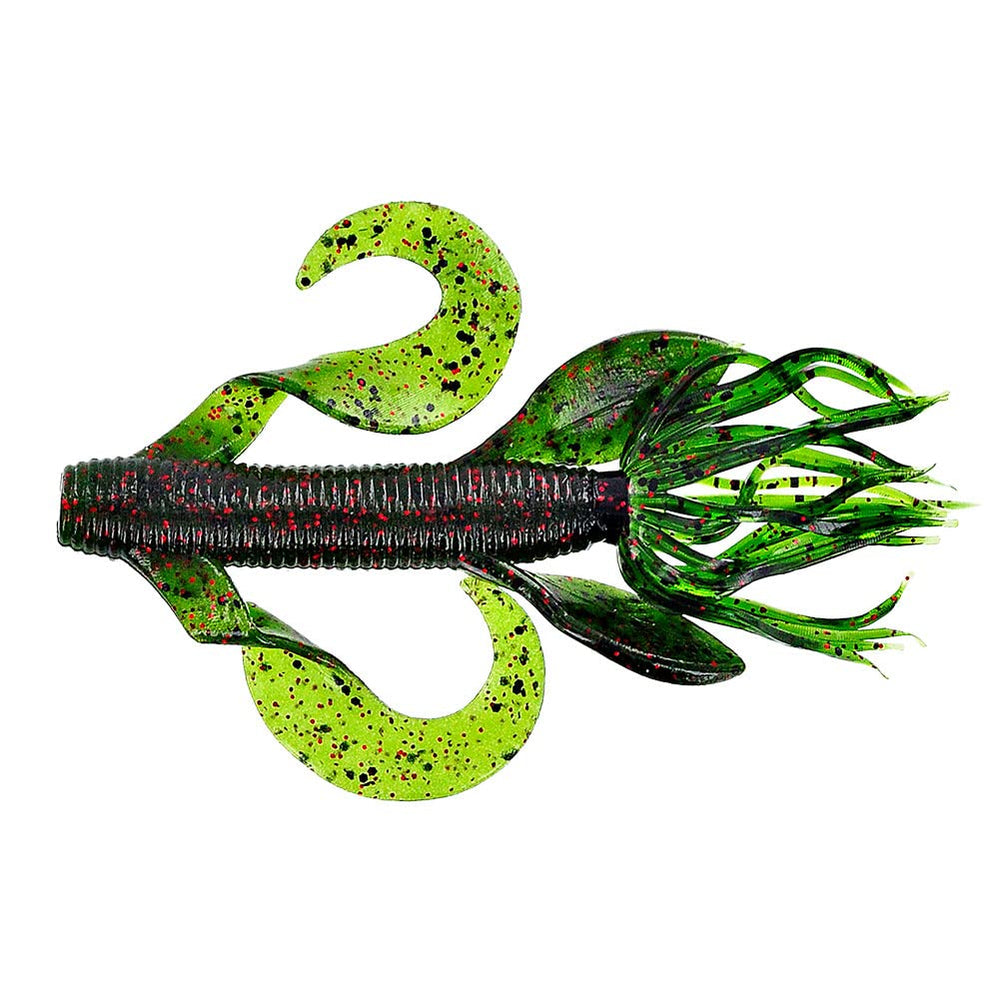 Gary Yamamoto Kreature Watermelon with wings demonstrates lifelike action to attract bass.