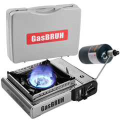 GasBRUH stove windblocker glass shield keeps flames steady in windy campsites.