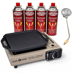 GasOne GS-3400P-KIT stove and griddle for camping and home cooking.
