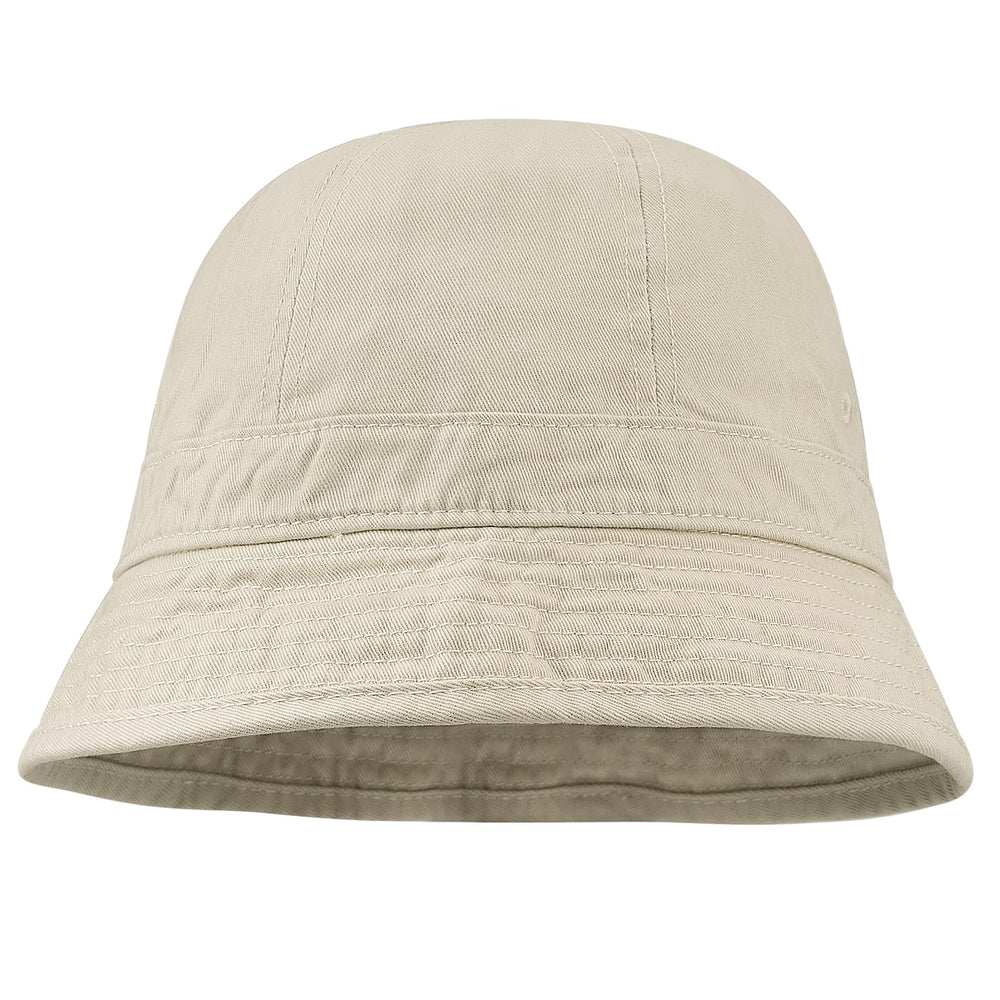 Front view of Clakllie GD69 Beige washed cotton bucket hat