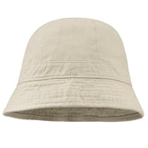 Front view of Clakllie GD69 Beige washed cotton bucket hat