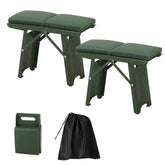 GDCARSL folding camping stool with soft seat, side view in green for comfortable seating